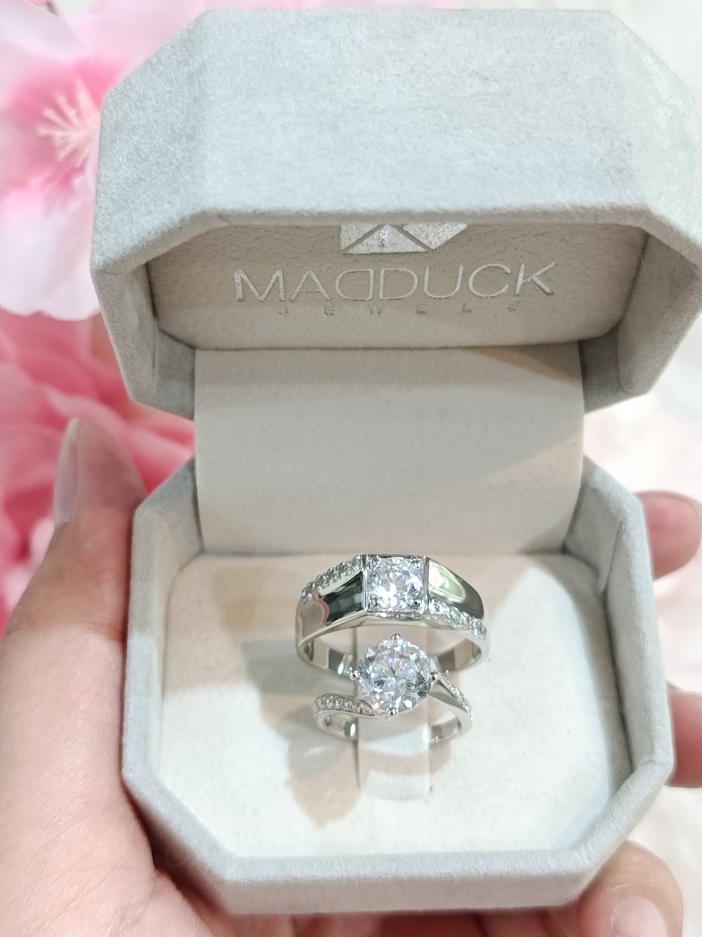 Madduckjewels แหวนเงินแท้ เพชร CZ ชุบโรเดียม RG1559-RG1613