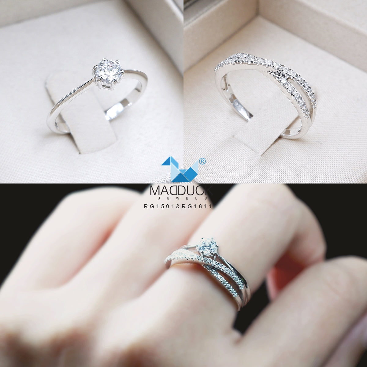 Cubic Zirconia / Sterling Silver 925 Ring / Rhodium plated Nickel-Free / MadDuckJewels RG1611-RG1501