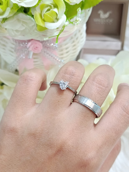 Cubiz Zirconia Sterling Silver 925 couple Rings with Rhodium plated / RG1629WGR-RG1722