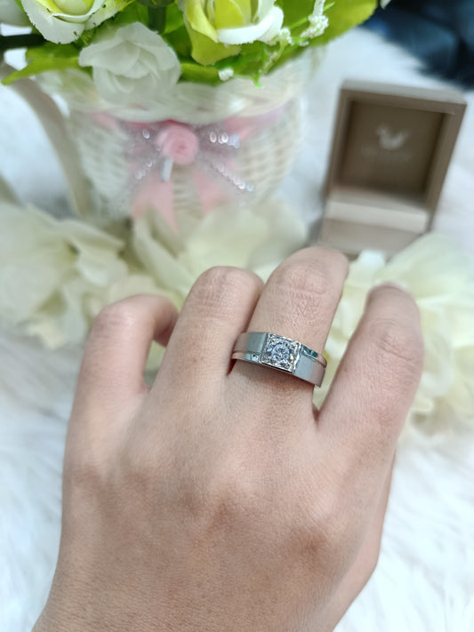MadDuckJewels Sterling Silver 925 Engagement & Wedding Ring – CZ / Moissanite / Lab-Grown Diamond – Rhodium Plated, Nickel-Free – RG1716WGR