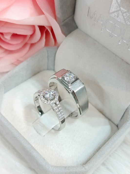 Madduckjewels แหวนเงินแท้ เพชร CZ ชุบโรเดียม RG1826WGR-RG1531