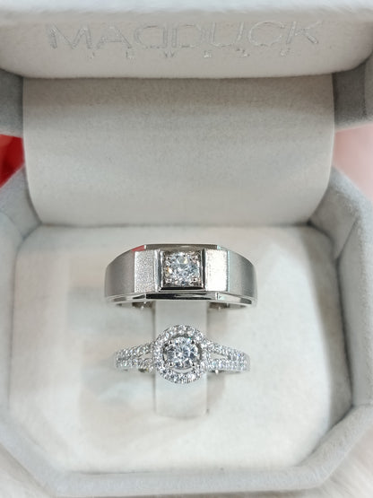 Madduckjewels แหวนเงินแท้ เพชร CZ ชุบโรเดียม RG1826WGR-RG1531