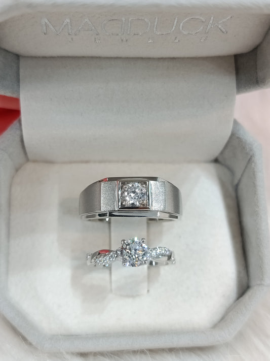Madduckjewels แหวนเงินแท้ เพชร CZ ชุบโรเดียม RG1826WGR-RG1606