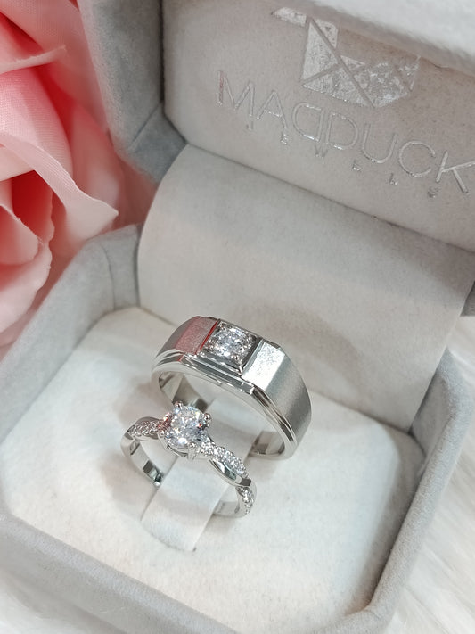 Madduckjewels แหวนเงินแท้ เพชร CZ ชุบโรเดียม RG1826WGR-RG1606