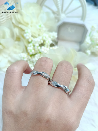 Cubiz Zirconia Sterling Silver 925 couple Rings with Rhodium plated / RG2301-RG2302