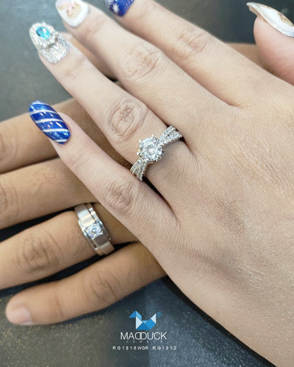 Cubiz Zirconia Sterling Silver 925 couple Rings with Rhodium plated / RG1818WGR-RG1912