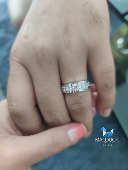 MadDuckJewels Sterling Silver 925 Engagement & Wedding Ring – CZ / Moissanite / Lab-Grown Diamond – Rhodium Plated, Nickel-Free – RG1625