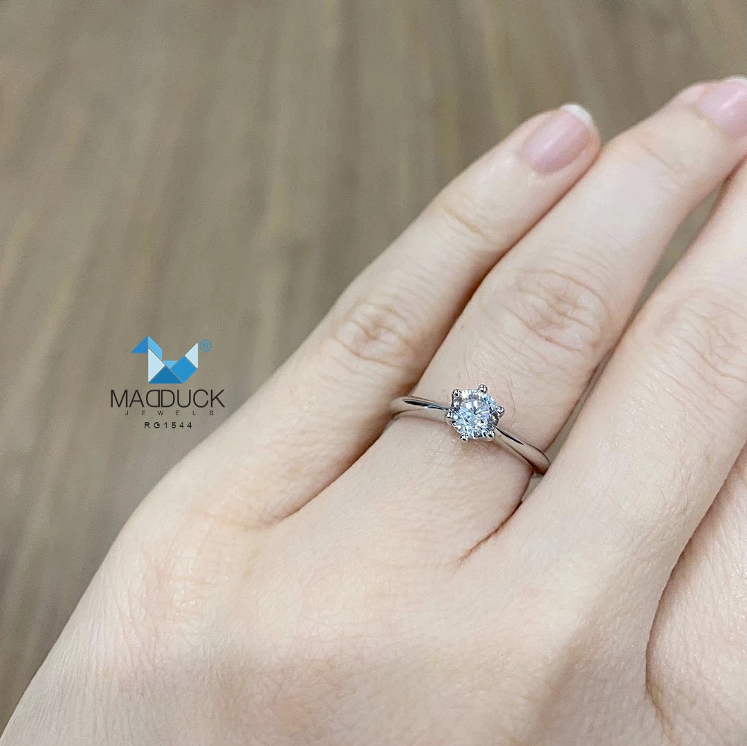 Madduckjewels แหวนเงินแท้ เพชร CZ ชุบโรเดียม RG1544