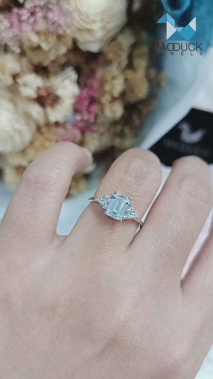 Madduckjewels RG1730 แหวนเงินแท้ 925 CZ / โมอิส (Moissanite) / เพชรแลป (Lab Grown) ชุบโรเดียม แหวนแต่งงาน แหวนหมั้น