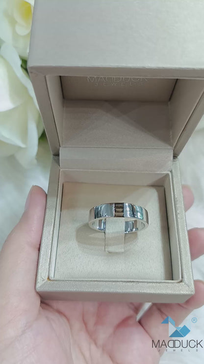 Madduckjewels | Natural Smoky Quartz Ring | Baguette Channel Band | 925 Sterling Silver Rhodium-plated | RG1565sm