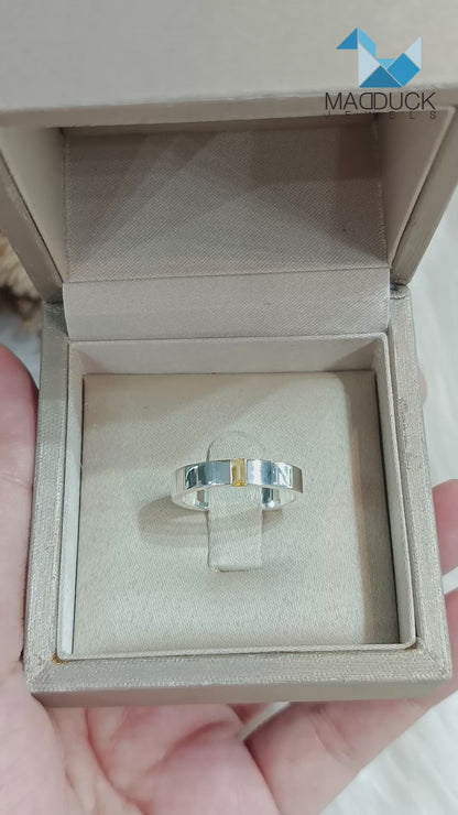 Madduckjewels | Natural Citrine Ring | Polished Band | 925 Sterling Silver Rhodium-plated | RG1564-ct