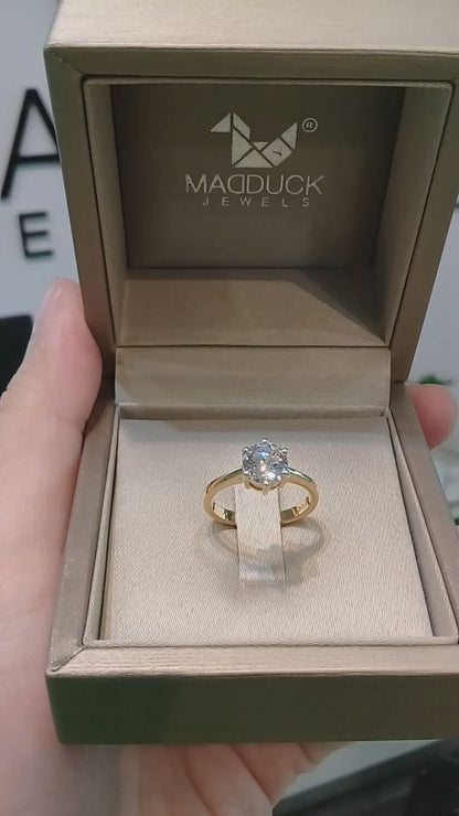 Madduckjewels แหวนทองคำแท้ 18K (ทอง 75%) CZ / โมอิส (Moissanite) / เพชร Lab Grown แหวนแต่งงาน แหวนหมั้น RG1416-Y18