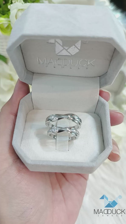 Cubiz Zirconia Sterling Silver 925 couple Rings with Rhodium plated / RG2301-RG2302