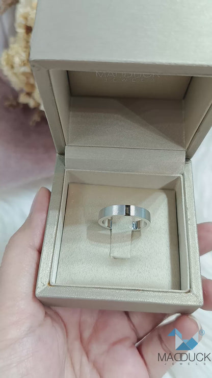 Madduckjewels | Natural Smoky Quartz Ring | Baguette Matte Band | 925 Sterling Silver Rhodium-plated | RG1564wgr-sm