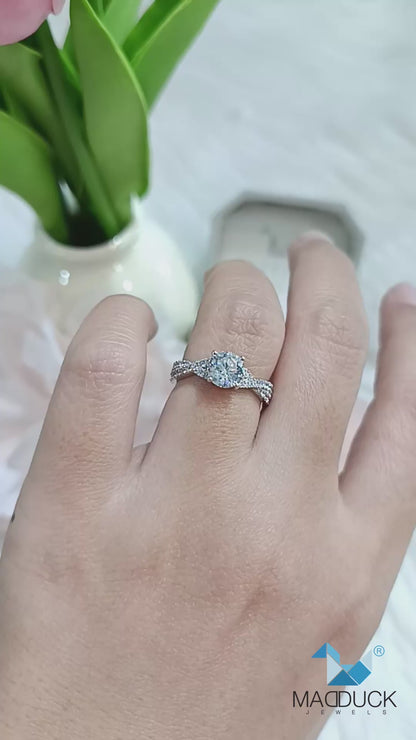 Madduckjewels RG2205 แหวนเงินแท้ 925 CZ / โมอิส (Moissanite) / เพชรแลป (Lab Grown) ชุบโรเดียม แหวนแต่งงาน แหวนหมั้น