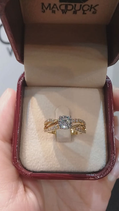 Madduckjewels แหวนทองคำแท้ 18K (ทอง 75%) CZ / โมอิส (Moissanite) / เพชร Lab Grown แหวนแต่งงาน แหวนหมั้น RG1567-Y18