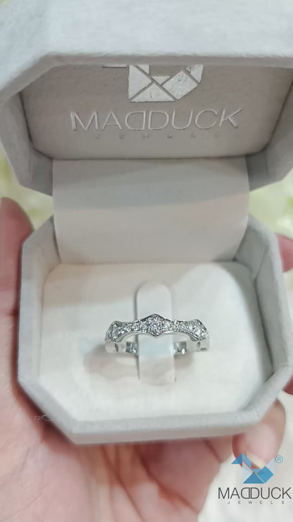 Madduckjewels RG2106 แหวนเงินแท้ 925 CZ / โมอิส (Moissanite) / เพชรแลป (Lab Grown) ชุบโรเดียม แหวนแต่งงาน แหวนหมั้น
