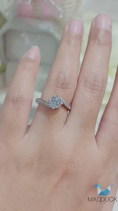 Madduckjewels RG2013 แหวนเงินแท้ 925 CZ / โมอิส (Moissanite) / เพชรแลป (Lab Grown) ชุบโรเดียม แหวนแต่งงาน แหวนหมั้น