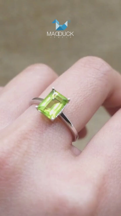 Madduckjewels | Natural Peridot Ring | 925 Sterling Silver Rhodium-plated | RG1812pr