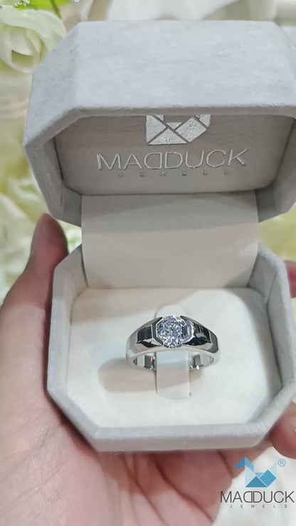 Madduckjewels RG2107 แหวนเงินแท้ 925 CZ / โมอิส (Moissanite) / เพชรแลป (Lab Grown) ชุบโรเดียม แหวนแต่งงาน แหวนหมั้น