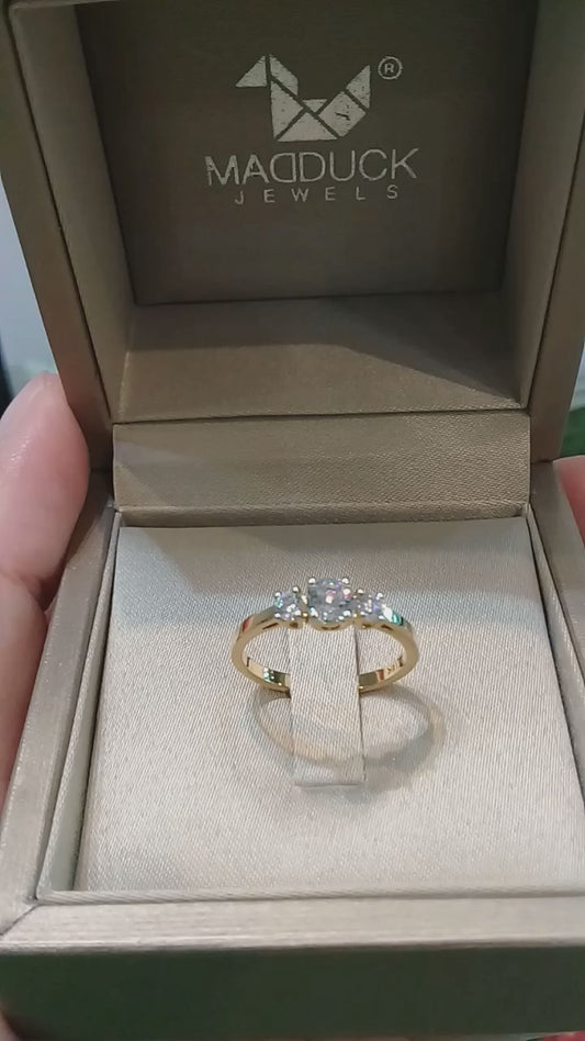MadDuckJewels 18K Yellow Gold (75%) Engagement & Wedding Ring – CZ / Moissanite / Lab-Grown Diamond – Nickel-Free – RG1504-Y18