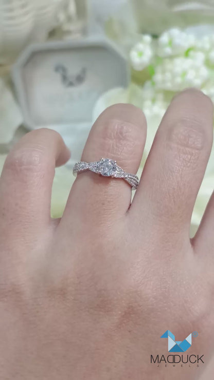 Madduckjewels RG2204 แหวนเงินแท้ 925 CZ / โมอิส (Moissanite) / เพชรแลป (Lab Grown) ชุบโรเดียม แหวนแต่งงาน แหวนหมั้น