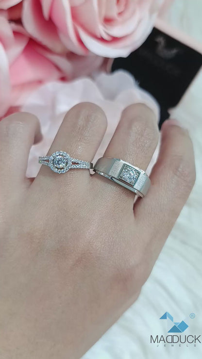 Madduckjewels แหวนเงินแท้ เพชร CZ ชุบโรเดียม RG1826WGR-RG1531