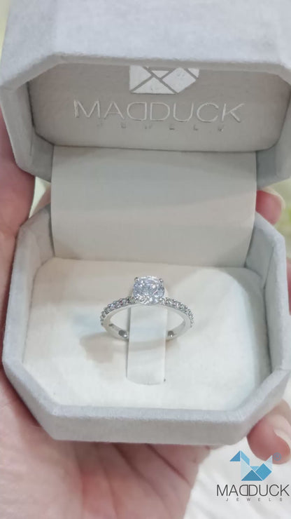 1.00 Cts Cubic Zirconia / Sterling Silver 925 Ring / Rhodium plated Nickel-Free / MadDuckJewels RG2203