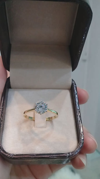 Madduckjewels แหวนทองคำแท้ 18K (ทอง 75%) CZ / โมอิส (Moissanite) / เพชร Lab Grown แหวนแต่งงาน แหวนหมั้น RG1416-Y18