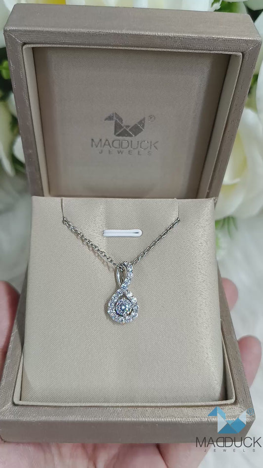 Madduck Jewels จี้เงินแท้ฝัง CZ ชุบโรเดียม  พร้อมสร้อยคอ Titanium PD2104