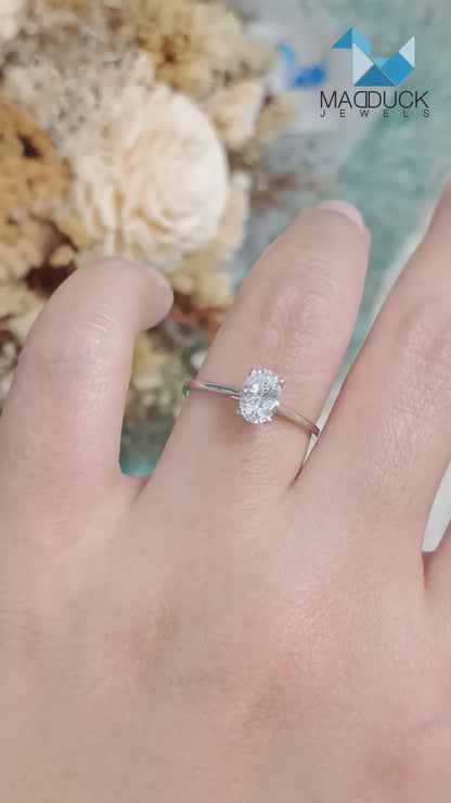 Madduckjewels RG2603 แหวนเงินแท้ 925 CZ / โมอิส (Moissanite) / เพชรแลป (Lab Grown) ชุบโรเดียม แหวนแต่งงาน แหวนหมั้น