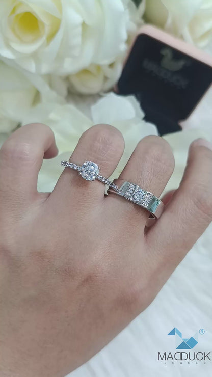 Madduckjewels แหวนเงินแท้ เพชร CZ ชุบโรเดียม RG2101-RG2203