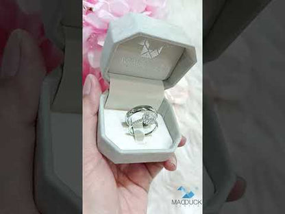 Cubiz Zirconia Sterling Silver 925 couple Rings with Rhodium plated / RG1405-RG1563