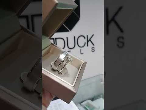 Madduckjewels แหวนเงินแท้ เพชร CZ ชุบโรเดียม RG1418WGR-RG1416