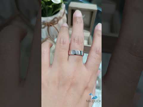 Madduckjewels แหวนเงินแท้ ชุบโรเดียม RG1479 แหวนกว้าง 6mm