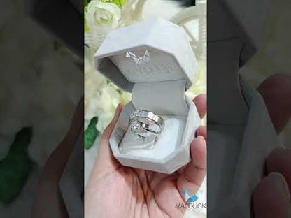 Madduckjewels แหวนเงินแท้ เพชร CZ ชุบโรเดียม RG1418WGR-RG1544