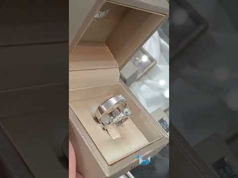 Cubiz Zirconia Sterling Silver 925 couple Rings with Rhodium plated / RG2001WGR-RG1606