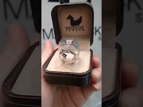 Cubiz Zirconia Sterling Silver 925 couple Rings with Rhodium plated / RG1426WGR-RG1726