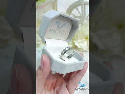 Madduckjewels แหวนเงินแท้ ชุบโรเดียม RG1718WGR แหวนกว้าง 6mm หนา 1.8mm