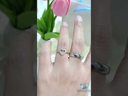 Cubiz Zirconia Sterling Silver 925 couple Rings with Rhodium plated / RG1405-RG1557