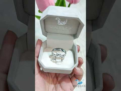 Cubiz Zirconia Sterling Silver 925 couple Rings with Rhodium plated / RG1405-RG1937