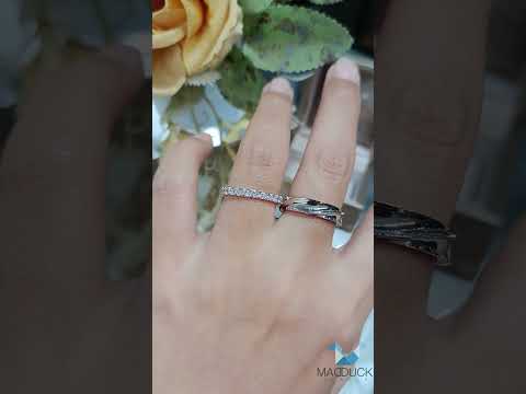 Madduckjewels แหวนเงินแท้ เพชร CZ ชุบโรเดียม RG1929-RG1428