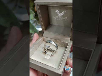 Madduckjewels แหวนเงินแท้ เพชร CZ ชุบโรเดียม RG1728WGR-RG1505