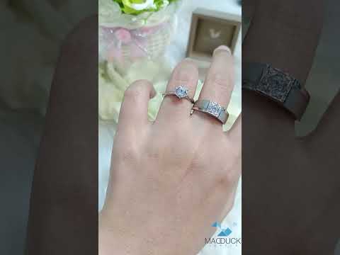 Madduckjewels แหวนเงินแท้ เพชร CZ ชุบโรเดียม RG1716WGR-RG1732