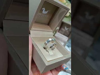 Cubiz Zirconia Sterling Silver 925 couple Rings with Rhodium plated / RG1728WGR-RG1611