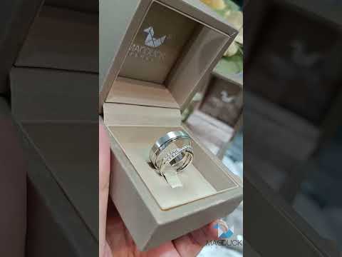 Cubiz Zirconia Sterling Silver 925 couple Rings with Rhodium plated / RG1728WGR-RG1611