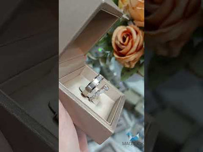 Cubiz Zirconia Sterling Silver 925 couple Rings with Rhodium plated / RG1418WGR-RG1707