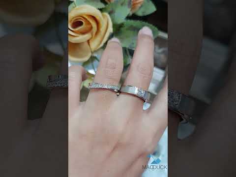 Madduckjewels แหวนเงินแท้ เพชร CZ ชุบโรเดียม RG2001WGR-RG1527