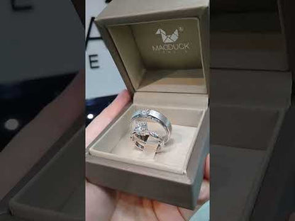 Madduckjewels แหวนเงินแท้ เพชร CZ ชุบโรเดียม RG1418WGR-RG1536