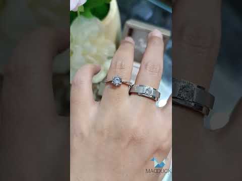 Cubiz Zirconia Sterling Silver 925 couple Rings with Rhodium plated / RG1818WGR-RG1903